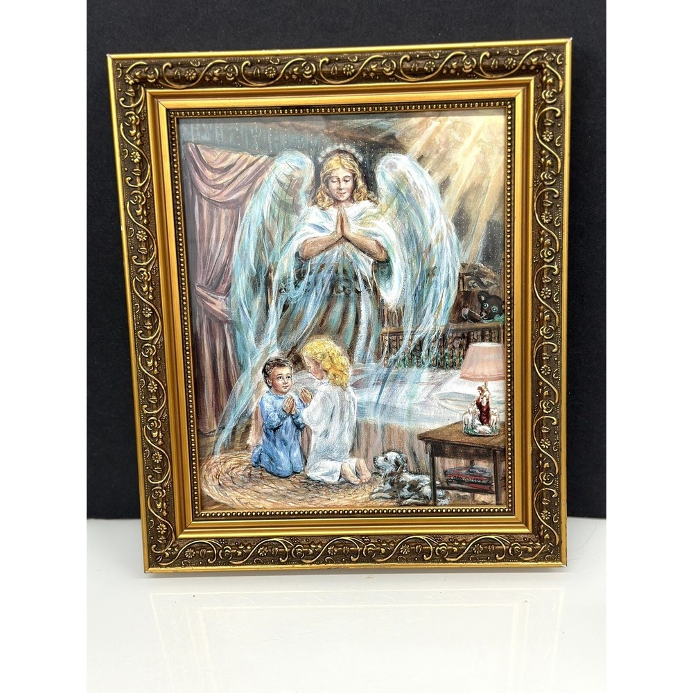 VTG HOLY GUARDIAN ANGEL CHILDREN PRAY ON THEIR KNEES ART DECO PRINT SAFECROSSING